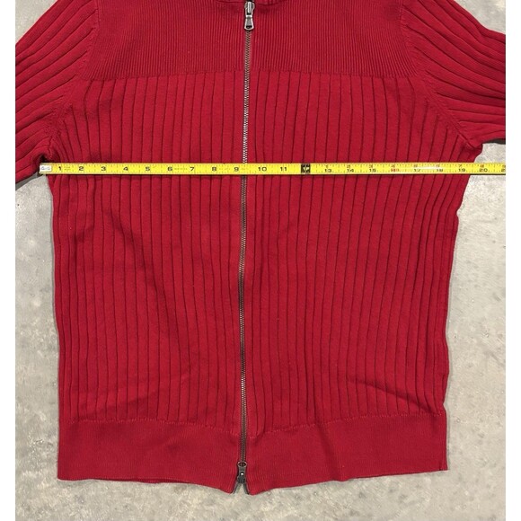 Vintage Eddie Bauer Sweater Womens XL Slim Red Cardigan Full Zip Knit Ribbed - Picture 3 of 6